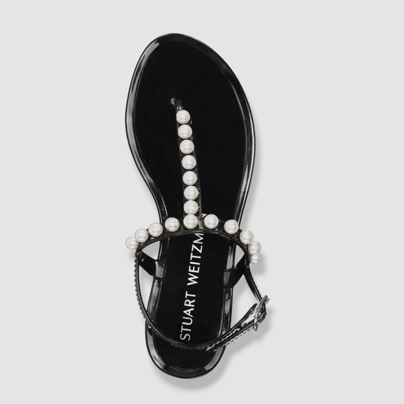 Stuart Whitman Goldie black jelly sandals with pearls - Picture 3 of 8